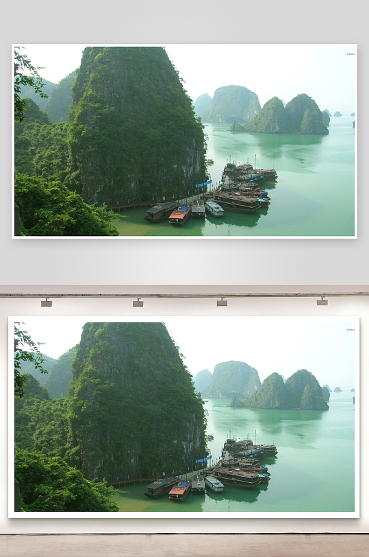 山水环绕的码头风光-众图网