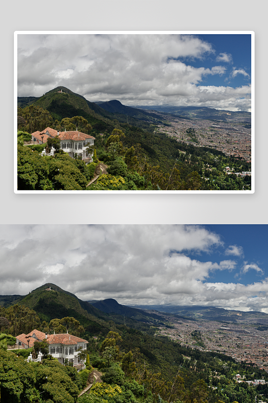 山间别墅俯瞰城市风光-众图网