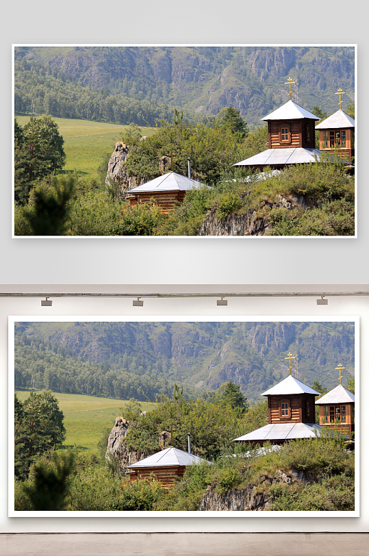 山间木屋与自然风光-众图网