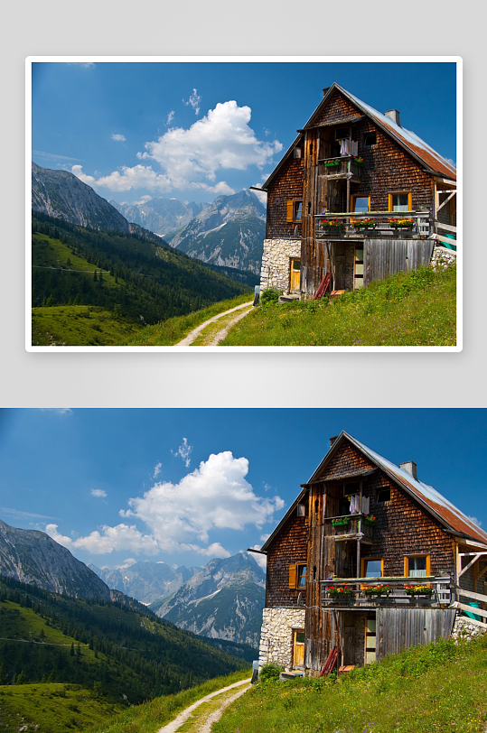 山间木屋风景照片摄影-众图网