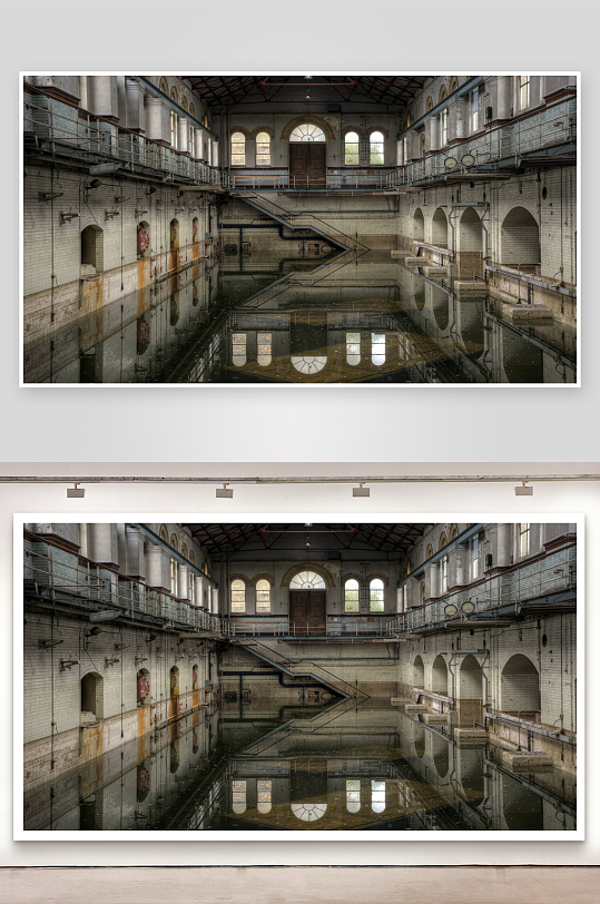 废弃泳池内部景象-众图网