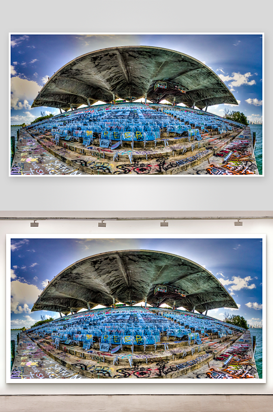 废弃露天剧场涂鸦景象-众图网