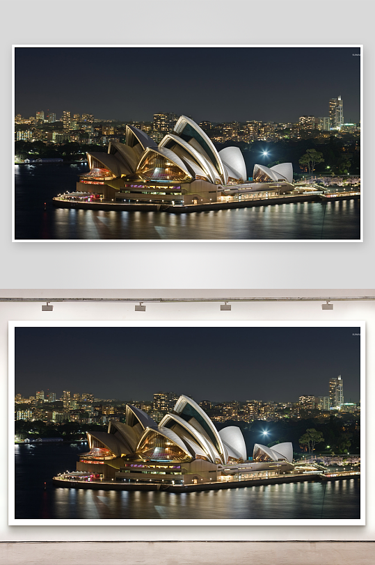 悉尼歌剧院夜景灯光璀璨-众图网
