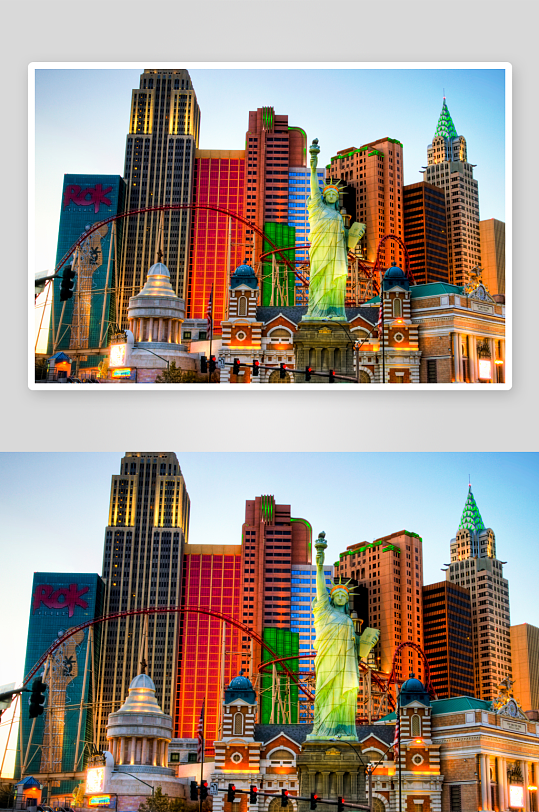 拉斯维加斯自由女神像与摩天大楼-众图网