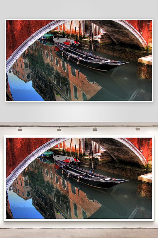 拱桥下的水城船影-众图网