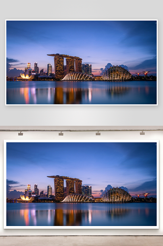 新加坡夜景城市天际线-众图网