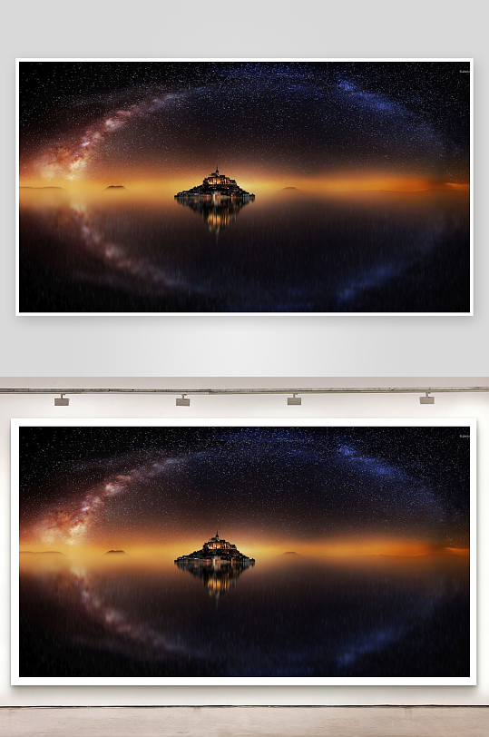 星空下的岛屿与倒影-众图网