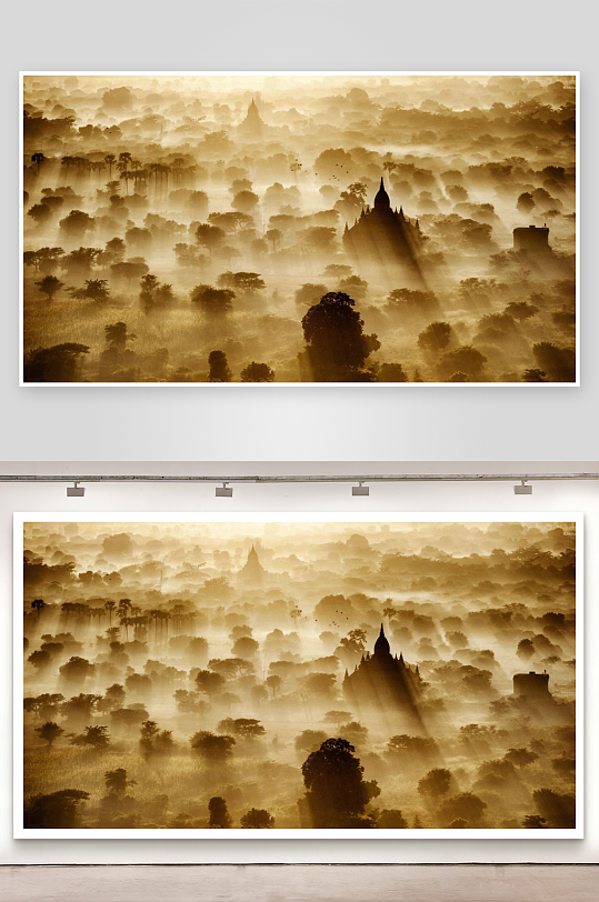 晨雾丛林古塔景观-众图网