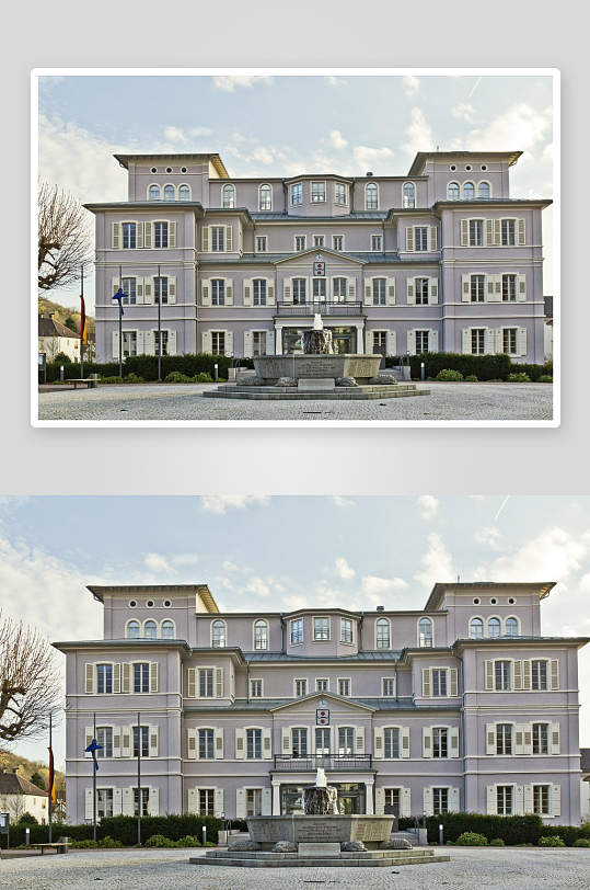 欧式古典建筑前的喷泉广场-众图网