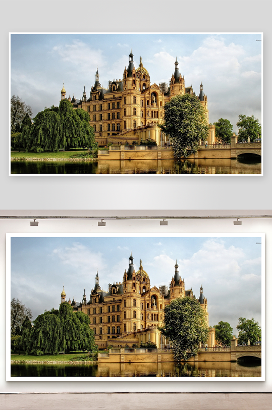 欧式城堡临水景观-众图网