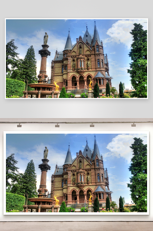 欧式城堡喷泉景观-众图网