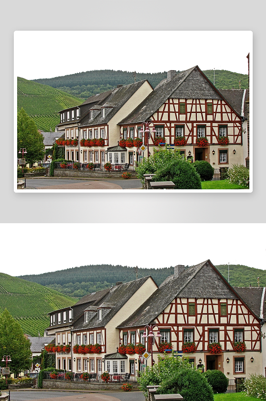 欧洲乡村木结构房屋风景-众图网