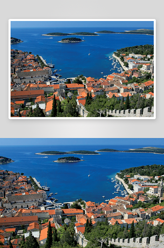 海滨古城航拍风光-众图网