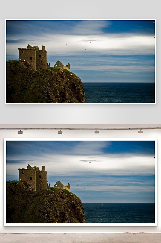 海边悬崖古堡遗址-众图网