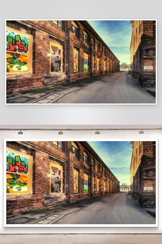 涂鸦墙巷道街景照片摄影-众图网