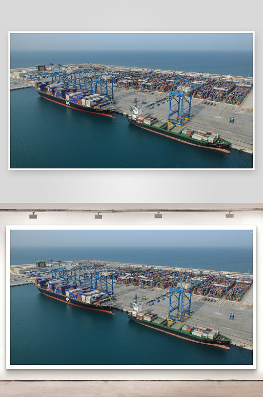 港口集装箱码头繁忙景象-众图网