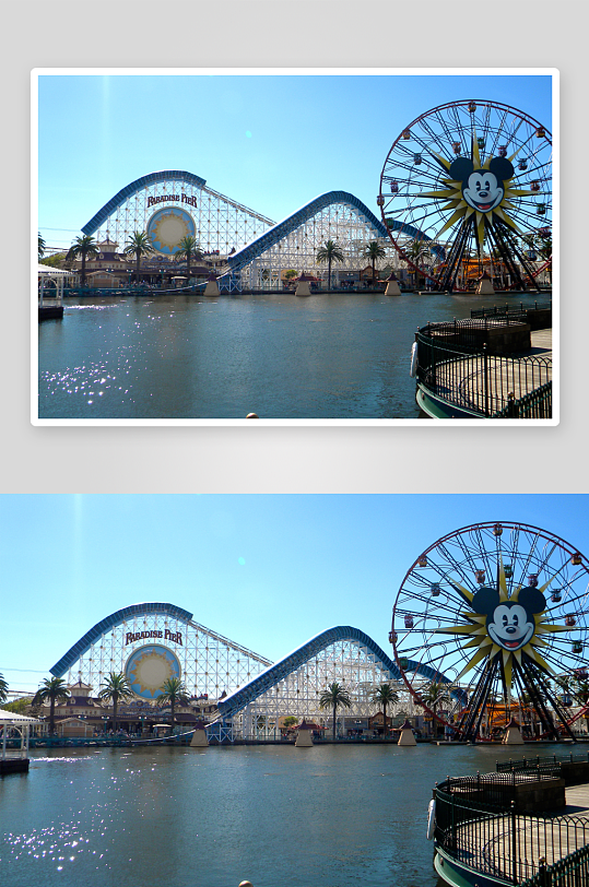 游乐园摩天轮与过山车-众图网