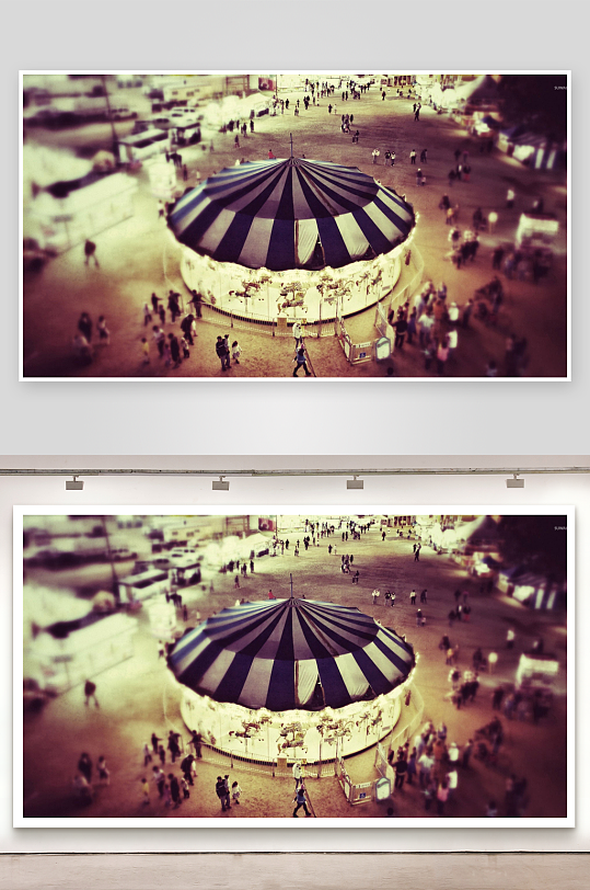 游乐园旋转木马人群熙攘-众图网