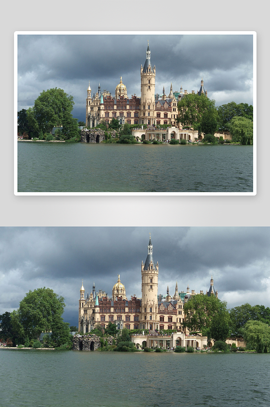 湖畔城堡风光照片摄影-众图网