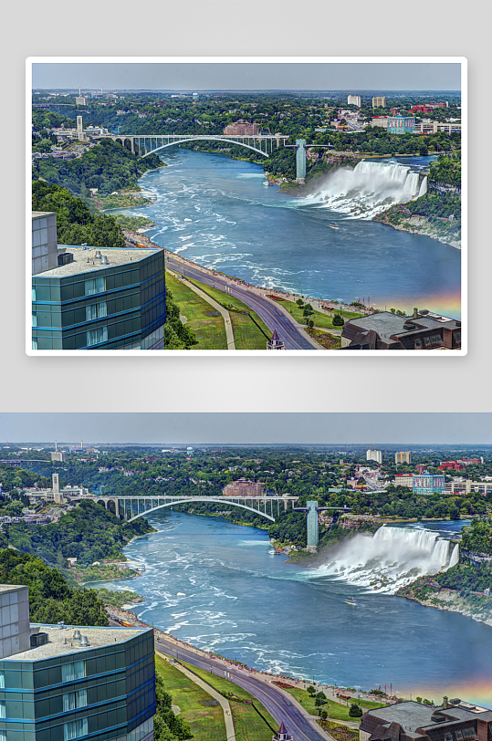 瀑布河流城市景观全景-众图网