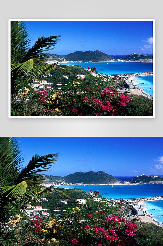 热带海滨风光蓝天碧海-众图网