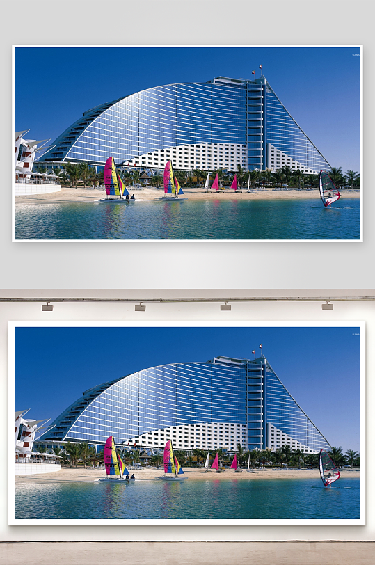 现代建筑海滨帆船活动-众图网