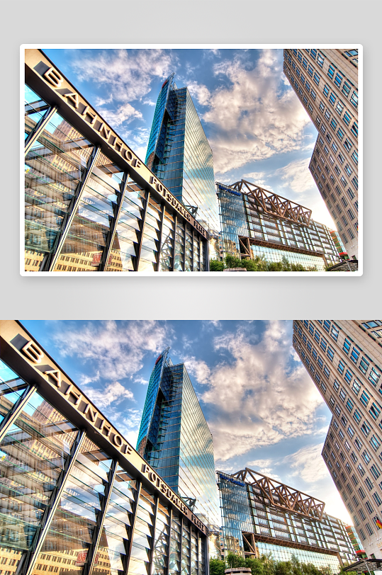 现代都市高楼林立蓝天白云-众图网