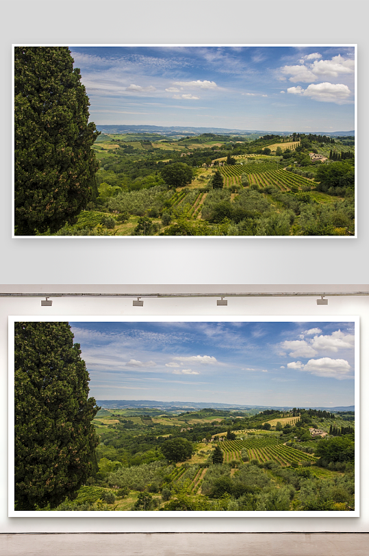 田园风光绿树成荫山谷连绵-众图网