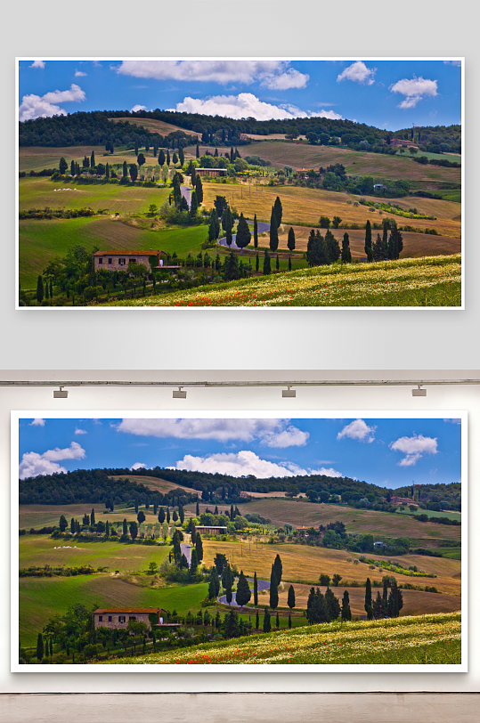 田园风光绿野与村庄的和谐画卷-众图网