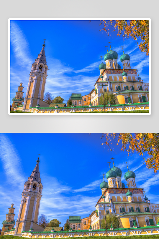 秋日教堂建筑风光-众图网