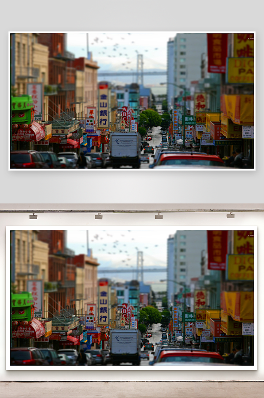 繁华街道商铺林立车辆穿行-众图网