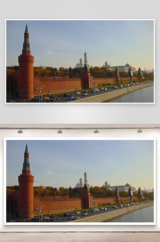 红场古城墙与车辆景观-众图网