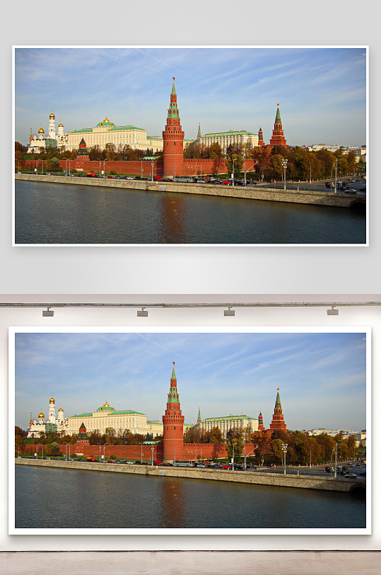红场建筑群与河流风光-众图网