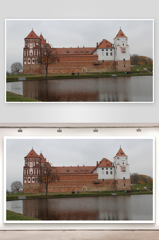 红砖城堡临水景观-众图网