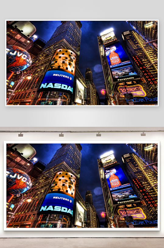 纽约时代广场夜景繁华街景-众图网