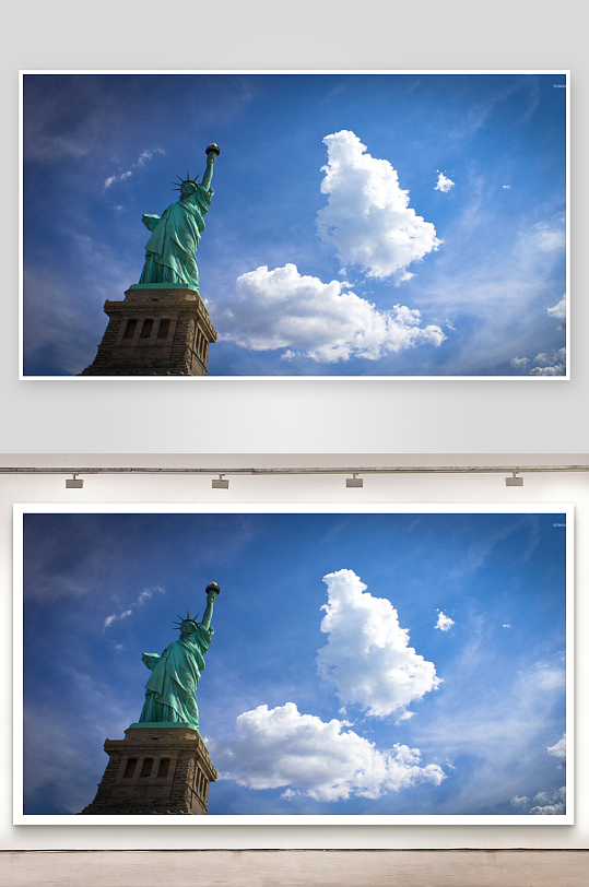 自由女神像蓝天白云-众图网