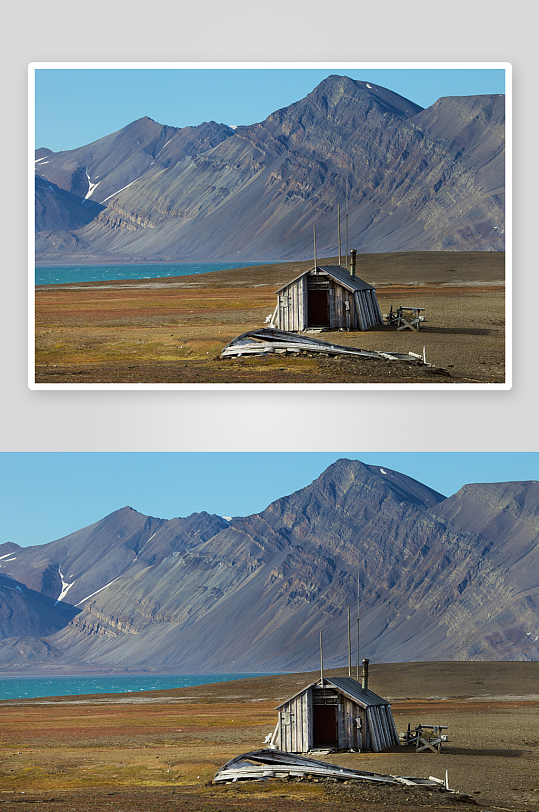 荒野山脚下孤寂木屋-众图网