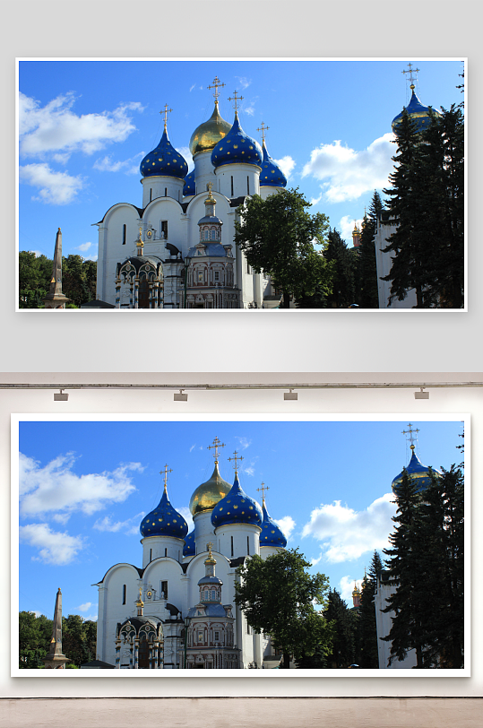 蓝色穹顶教堂建筑景观-众图网