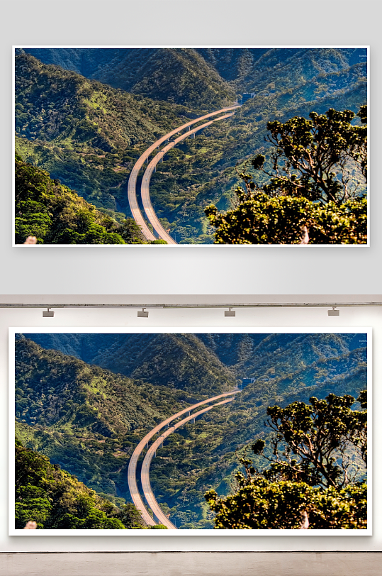 蜿蜒山路穿行于翠绿山谷间-众图网