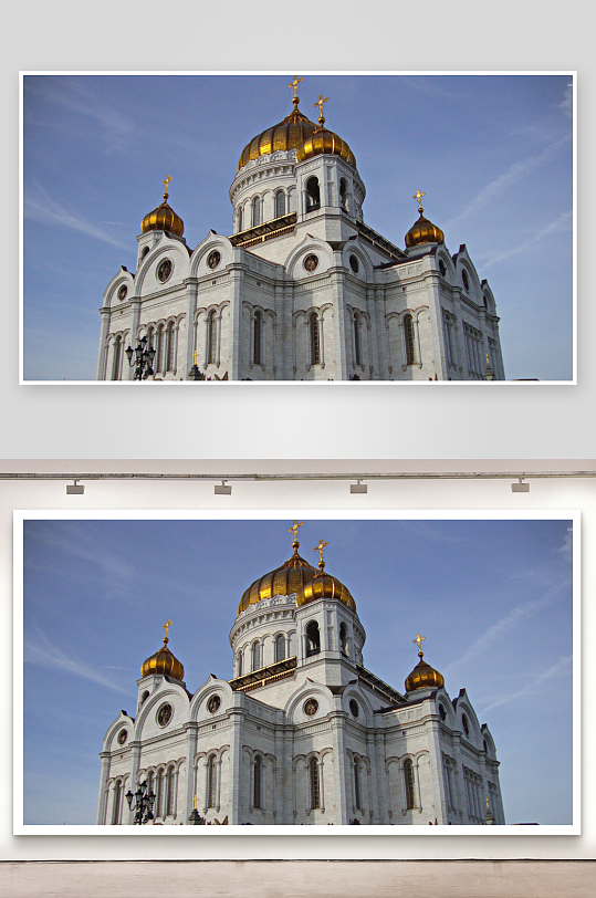 金色圆顶白色教堂建筑-众图网