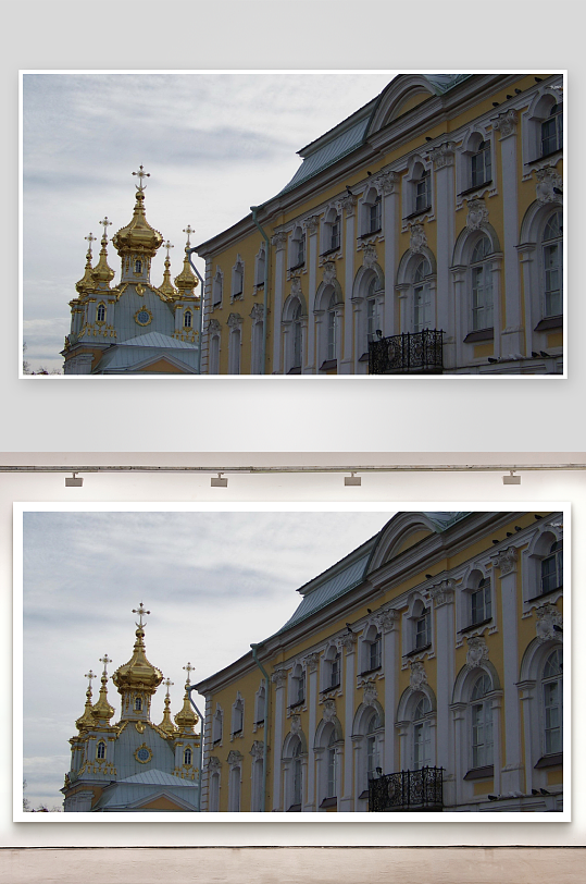 金色穹顶与黄色建筑的古典风光-众图网