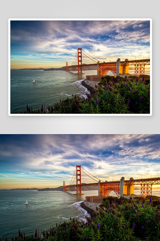 金门大桥日落美景-众图网