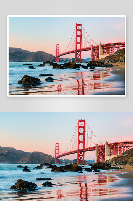 金门大桥海滨日落美景-众图网