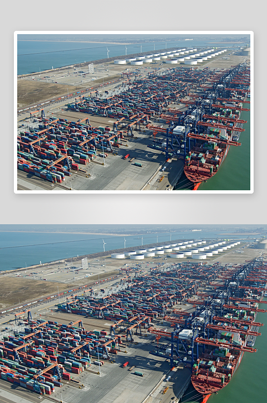 集装箱码头繁忙作业场景-众图网