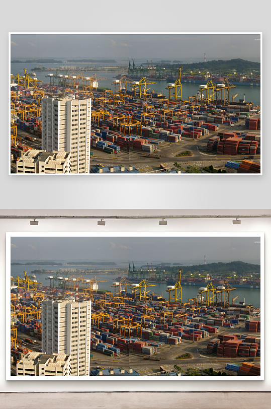 集装箱码头繁忙景象-众图网