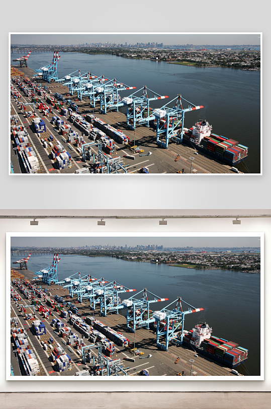 集装箱码头繁忙装卸作业-众图网