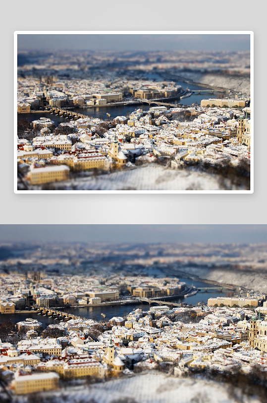 雪后城市鸟瞰全景-众图网