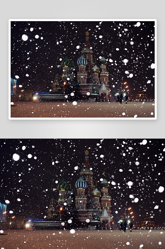 雪夜圣瓦西里大教堂-众图网