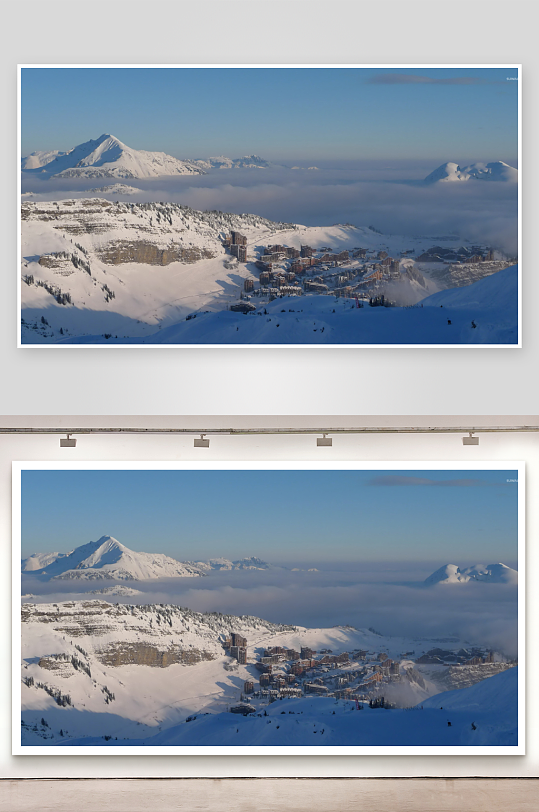 雪山小镇云海景观-众图网