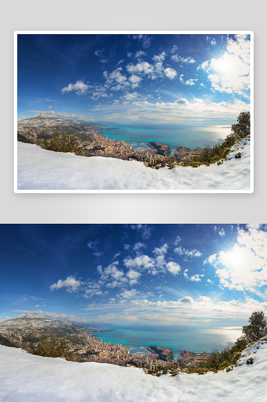 雪山海岸城市全景-众图网